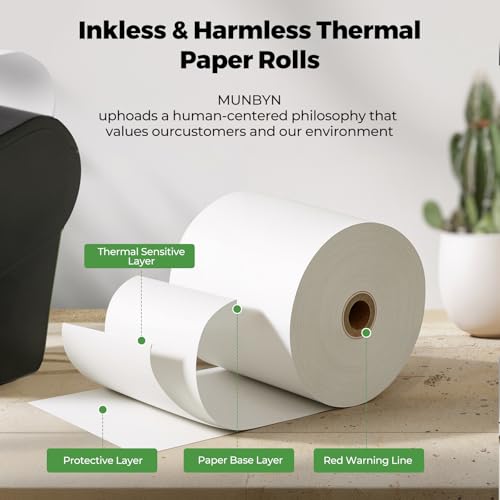 MUNBYN Thermal Paper 3 1/8 x 230ft, 30 Rolls Receipt Paper Work for Star Micronics TSP100 TSP143 Epson 80mm Receipt Printer Square POS Register Credit Card Terminals, Pos Register Paper BPA Free - size: 3 1/8" x 230', style: 30 Rolls