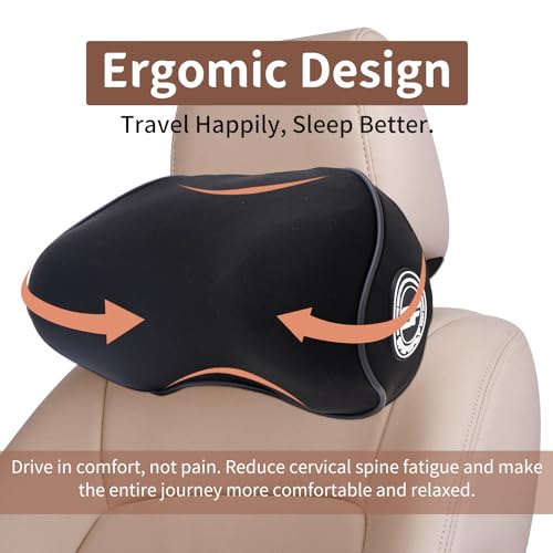 2 Pack - Car Headrest Pillow for Neck Support, 100% Memory Foam Car Pillow - color: Pack of 2