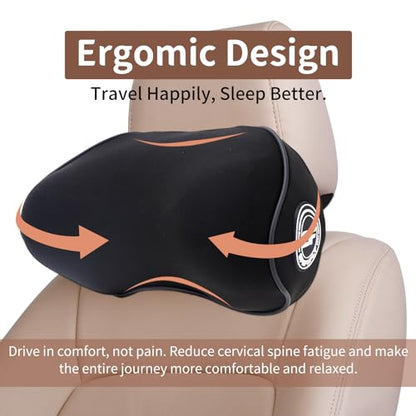 2 Pack - Car Headrest Pillow for Neck Support, 100% Memory Foam Car Pillow - color: Pack of 2