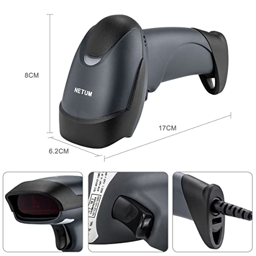NETUM USB Laser Barcode Scanner, Handheld 1D Wired Bar Code Scanner | Scanning UPC EAN Reader Gun Retails for Supermarket, Convenience Store, Warehouse - NT-M1 - size: 1D -M1