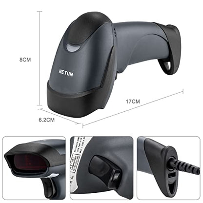 NETUM USB Laser Barcode Scanner, Handheld 1D Wired Bar Code Scanner | Scanning UPC EAN Reader Gun Retails for Supermarket, Convenience Store, Warehouse - NT-M1 - size: 1D -M1