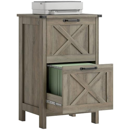 HOMCOM 2 Drawer Vertical File Cabinet, Silent Slides, Distressed Gray - color: Distressed Gray