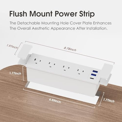 Drawer Outlet PD65W USB-C Fast Charging 5FT Spring Cord, White