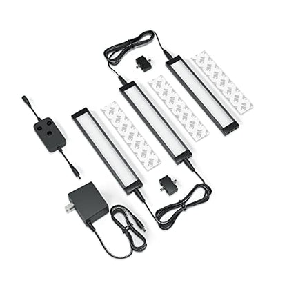 EShine 3 Pack 7 inch Black Smart Dimmable LED Under Cabinet Lighting Kit Compatible with Alexa, Google - Warm White (3000K) - color: Warm White (3000 K), size: 3 pack 7 Inch