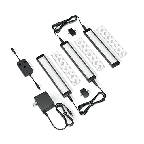 EShine 3 Pack 7 inch Black Smart Dimmable LED Under Cabinet Lighting Kit Compatible with Alexa, Google - Warm White (3000K) - color: Warm White (3000 K), size: 3 pack 7 Inch