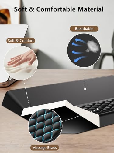 2-in-1 Ergonomic Keyboard Stand with Wrist Rest, Black - color: Black