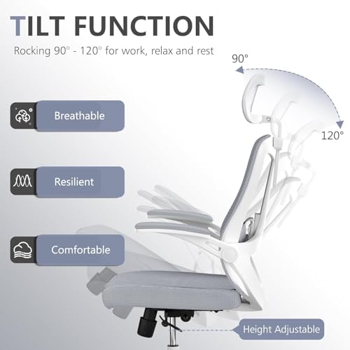 Office Chair (07Grey, Chair) | 360° Swivel Adjustable Lumbar Support & Flip-Up Armrests capacity 300 lbs capacity - color: 07grey
