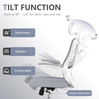 Office Chair (07Grey, Chair) | 360° Swivel Adjustable Lumbar Support & Flip-Up Armrests capacity 300 lbs capacity - color: 07grey