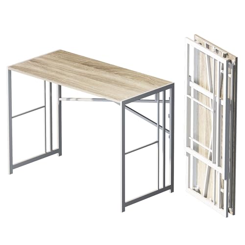Lutown-Teen Folding Desk 40 inch No Assembly Required, Beige - color: Beige, size: 40 Inch