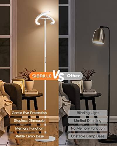 White Floor Lamp, Modern Stepless Dimmable Standing Lamp 3000-6000K, 20W LED Rotatable Reading Tall Lamp, Touch & Remote Control Uplighter Floor Lamps for Living Room Bedroom Office - color: White