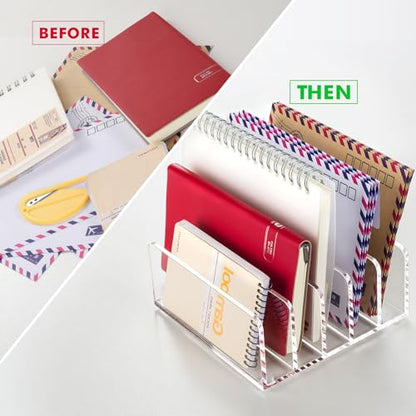 BEYGORM Acrylic Mail Holder, 5 Compartments Multifunction Desk Organizer - size: Medium