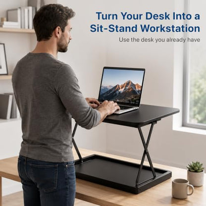 Uncaged Ergonomics Small Standing Desk Converter & Desk Riser (Black) - color: Black