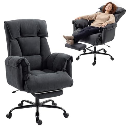 HOMCOM Executive Office Chair Comfy with Foot Rest, Reclining Swivel Computer Desk Chair with High Folding Back, Thick Cushion, Padded Armrest, Adjustable Height, Rolling Wheels, Dark Gray - color: Dark Gray