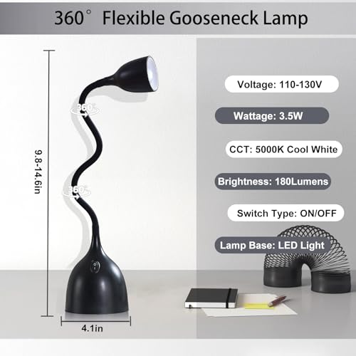 EJIAXIN Desk Lamp for Home Office, LED Reading Light, Black - color: Black