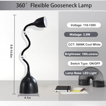 EJIAXIN Desk Lamp for Home Office, LED Reading Light, Black - color: Black
