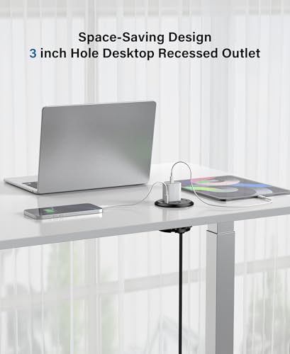 3 inch Desktop Power Grommet with PD 20W USB C,Furniture Recessed Power Strip,2 Outlets,4 USB Ports,40W Total,Flush-Mount for Desktop, Workspace Essential Desk Outlet (Black, 6 FT Cable) - color: Black