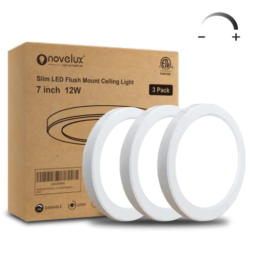 ETL 7 Inch Small LED Flush Mount Ceiling Light Dimmable,5000k Daylight Ultra Slim Round Flat Panel Ceiling Light Fixture,Modern White Ceiling Lamp for Closet,Kitchen,Bathroom,Hallway (3 Pack) - color: 3 Pack White, size: 7 inch