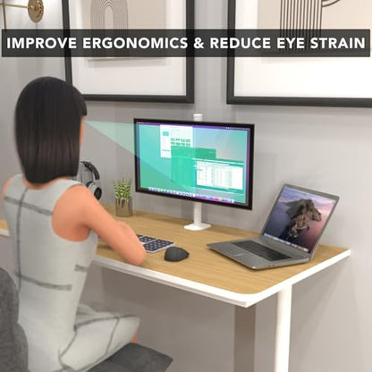 Mount-It! White Single Monitor Stand, Fits up to 32" | Adjustable desk arm holds up to 19.8 lbs, 360 rotation, 160 swivel, 40 tilt, clamp & grommet. - color: White