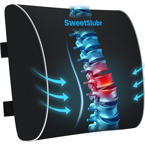 SweetSlubr Lumbar Support Pillow for Office Chair, Back Support(Black,XL) - color: Black, size: X-Large
