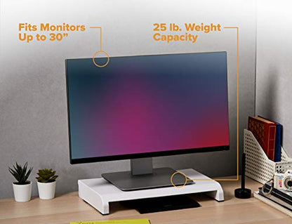 Bostitch Office Konnect Adjustable Monitor Stand Riser, 4 Height Adjustments, Built-In Cable Management, Rubber Feet - White - color: White, style: Laptop Stand