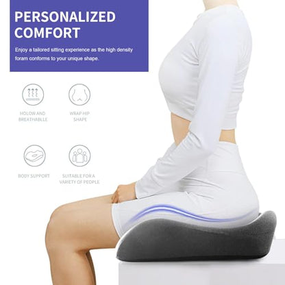 SupremeComfort X-Large Gel Infused Memory Foam Seat Cushion for Office Chair, Kitchen Chair, Car Seats- Elevate Your Seating Experience -Pressure Sore and Tailbone Pain Relief