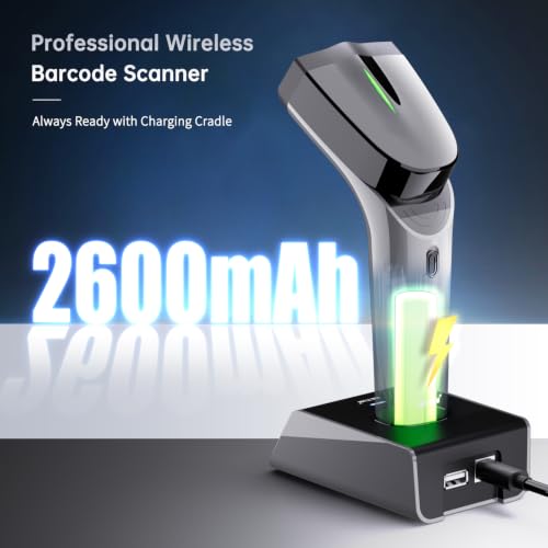 NETUM 1D Barcode Scanner, Wireless Bluetooth with Cradle, DS5000-Gray - color: Gray