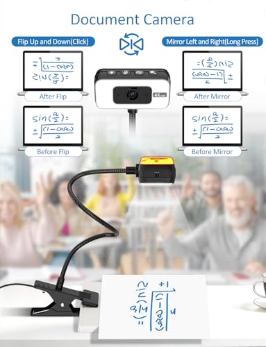 Webcam for PC, 4K Streaming Camera with Light, Web Camera for Desktop/Laptop Computer Webcam with Microphone, Plug and Play USB Web Cam with Bracket, for Video Calls and Meetings
