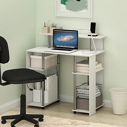 Furinno Jaya Simple Design Computer Writing Desk, White Oak/Stainless Steel - color: White Oak/Stainless Steel