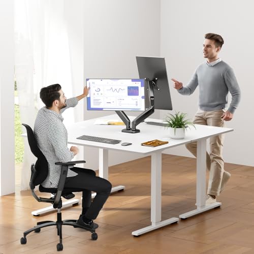 DUMOS Dual Monitor Mount for Desk, Gas Spring Monitor Arm for 2 Monitors Max 32 Inches, Fully Adjustable Double VESA Mount with C-Clamp/Grommet Base, Holds Screen 17.6 lbs - size: 1PCS