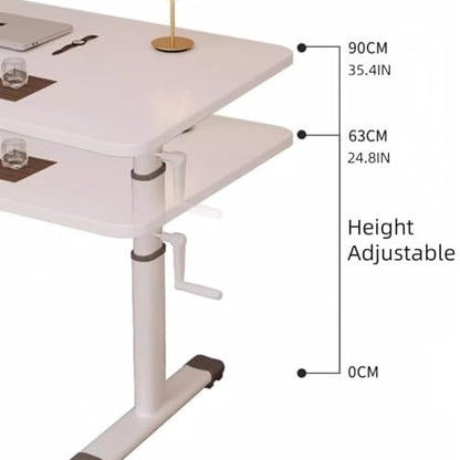 Manual Standing Desk, Crank Height Adjustable Computer Desk 80x60cm 100x60cm 120x60cm Lifting Range 63-90cm I-Shaped Carbon Steel Table Legs Computer Workstation White 120x60CM - color: White, size: 120*60CM