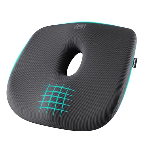 Skechers Seat Cushion Memory Foam,Donut Pillow Office Chair Cushion for Tailbone Pain Relief,Butt Pillow for Office Chair,Car seat Cushion,Long Sitting Office Workers,and Car Drivers,Black - color: Black