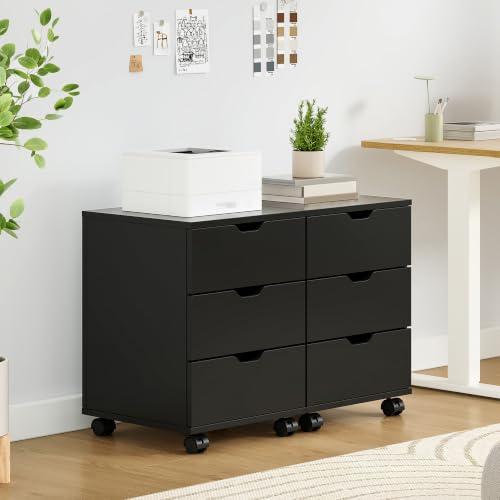 Farini 3-Drawer Under Desk Wooden File Storage Cabinet with Lockable Caster for Home Office,Black,Fully Assembly - color: Black, style: Fully Assembly