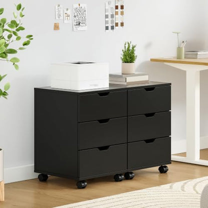 Farini 3-Drawer Under Desk Wooden File Storage Cabinet with Lockable Caster for Home Office,Black,Fully Assembly - color: Black, style: Fully Assembly
