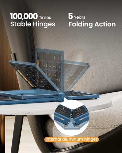 ProtoArc XKM01 Full-Size Foldable Keyboard Mouse Combo for Travel, Blue - color: Blue