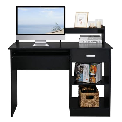 Karl home Computer Desk Study Writing Desk, Black - color: Black, size: with Keyboard 1