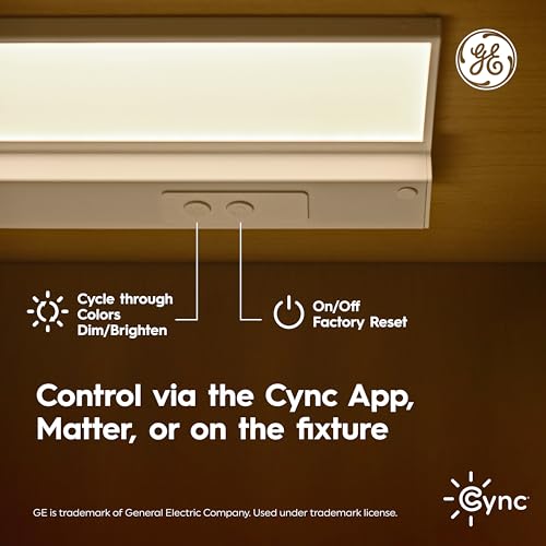 Cync GE Reveal HD+ Smart Under Cabinet Light Bar, Color Changing, 12in | App-controlled RGB smart lighting strip, voice compatible, easy install, ideal for kitchen counters, home automation - size: 12 Inch, style: Light Bar