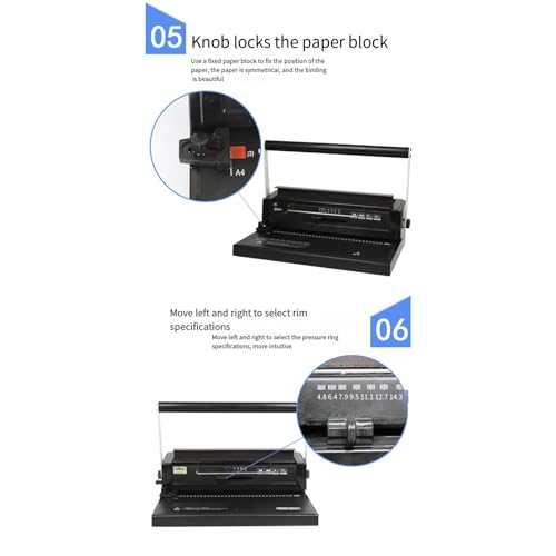 Iron Ring Binding Machine 34 Hole Loose Leaf Iron Ring Punching Machine Double Coil Manual Wire Binding Machine,Easy and Safe to Use