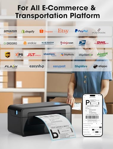 iDPRT Bluetooth Thermal Shipping Label Printer for Phone, 4x6, Supports Windows/Mac/iOS/Android, Ideal for Small Business and Shipping Packages (Renewed)