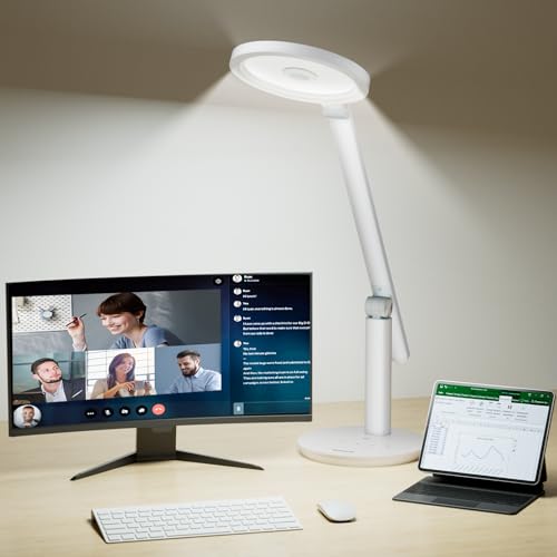 Honeywell H6 Desk Lamp for Home Office, Dimmable Reading Table Light, White - color: White