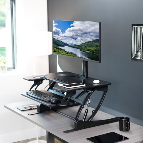 VIVO Black 32 inch Standing Desk Converter, DESK-V000VS - color: Black, size: 32"
