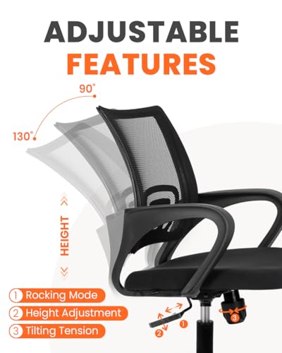 NEO CHAIR Office Computer Ergonomic Mid-Back Mesh Desk Chair, Black 2pack | Breathable Mesh Back with Lumbar Support, Height Adjustment, Smooth Rolling Casters for Home Office, Study or Gaming Setup - color: Black, 2 Pack