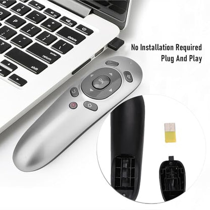 Wireless Presentation Clicker, Multifunctional 2.4G USB Ergonomic Remote Control Presenter, Plug and Play Design, for Laptop Computer