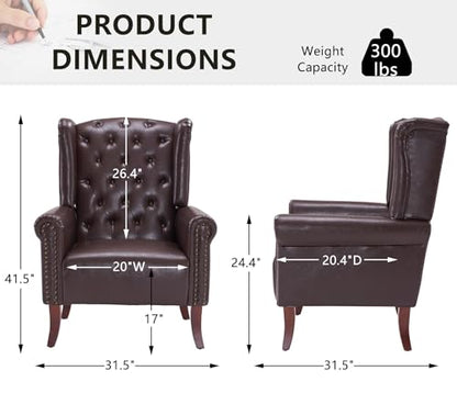 MOJAY PU Leather Accent Chair, Mid-Century Living Room Sofa Chair, Upholstered Arm Chair with Sturdy Wooden Legs, Faux Leather Club Chair for Bedroom Study Home Office Reception (Caramel) - color: Caramel, size: Set of 1
