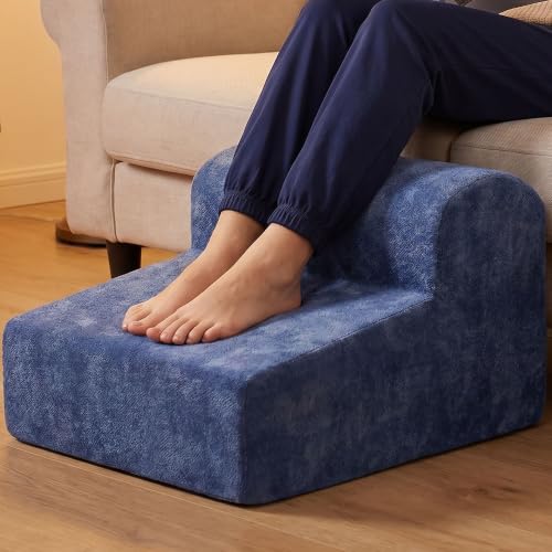 Modern Foam Filled Foot Stool, Soft Lightweight Pouf Ottoman Floor Rest for Living Room, Bedroom, Office Desk, Small Spaces, Blue - color: Blue
