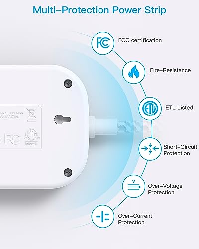 Cruise Essentials 2026,One Beat Travel Power Strip with USB C,Flat Plug - color: White, size: 15Ft