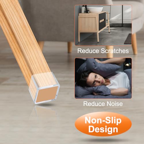 uxcell 12 Pcs Silicone Chair Leg Floor Protectors 1.2 x 2.4 Inch Non-Slip Chair Leg Caps Covers, Rectangle Furniture Leg Protectors for Hardwood Floors Reduce Noise and Scratches, Clear - size: 1.2 x 2.4 Inch