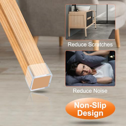 uxcell 12 Pcs Silicone Chair Leg Floor Protectors 1.2 x 2.4 Inch Non-Slip Chair Leg Caps Covers, Rectangle Furniture Leg Protectors for Hardwood Floors Reduce Noise and Scratches, Clear - size: 1.2 x 2.4 Inch
