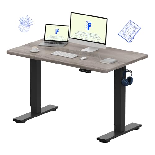 FLEXISPOT EN1 One-Piece Standing Desk, Electric Adjustable with 4 Memory Presets, 176 LBS Capacity, Stable & Quiet, Seamless Desktop for Home Office & Dual Monitors, 48"x30" Gray Wood - color: Gray Wood, size: 48x30"