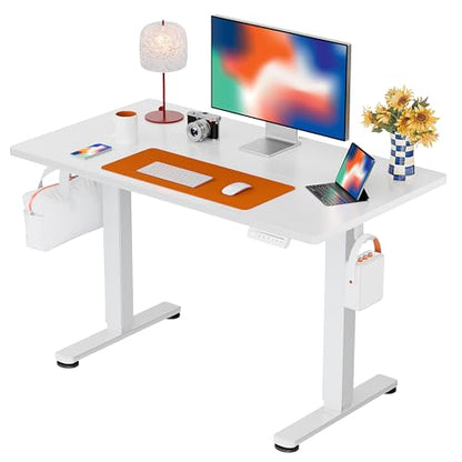 ErGear Height Adjustable Electric Standing Desk, 40 x 24 Inches Sit Stand up Desk, Memory Computer Home Office Desk, White - color: White, size: 40 X 24 Inches