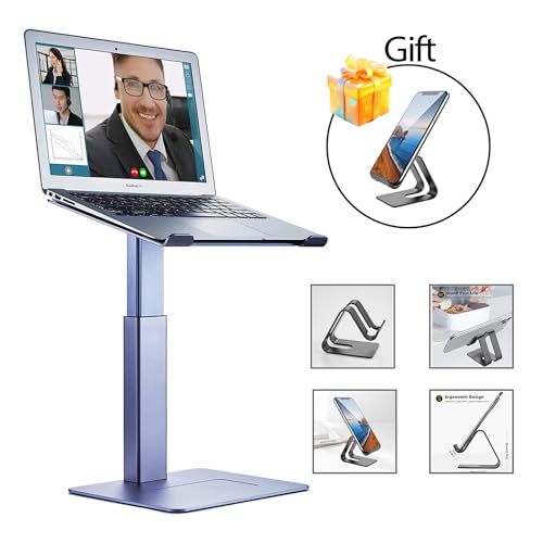 Adjustable Laptop Stand for Desk, DJ Laptop Stand Adjustable Height, Laptop Raised Stand for Standing & Sitting Mode, Tall, Strong and Airflow Even Laptop Riser for 17 inch（Gray） - color: Gray